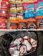 Stolen merchandise recovered during retail theft operation consisting of candy and ice cream