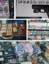 Image of firearm and gambling machines seized from Tenderloin liquor store.